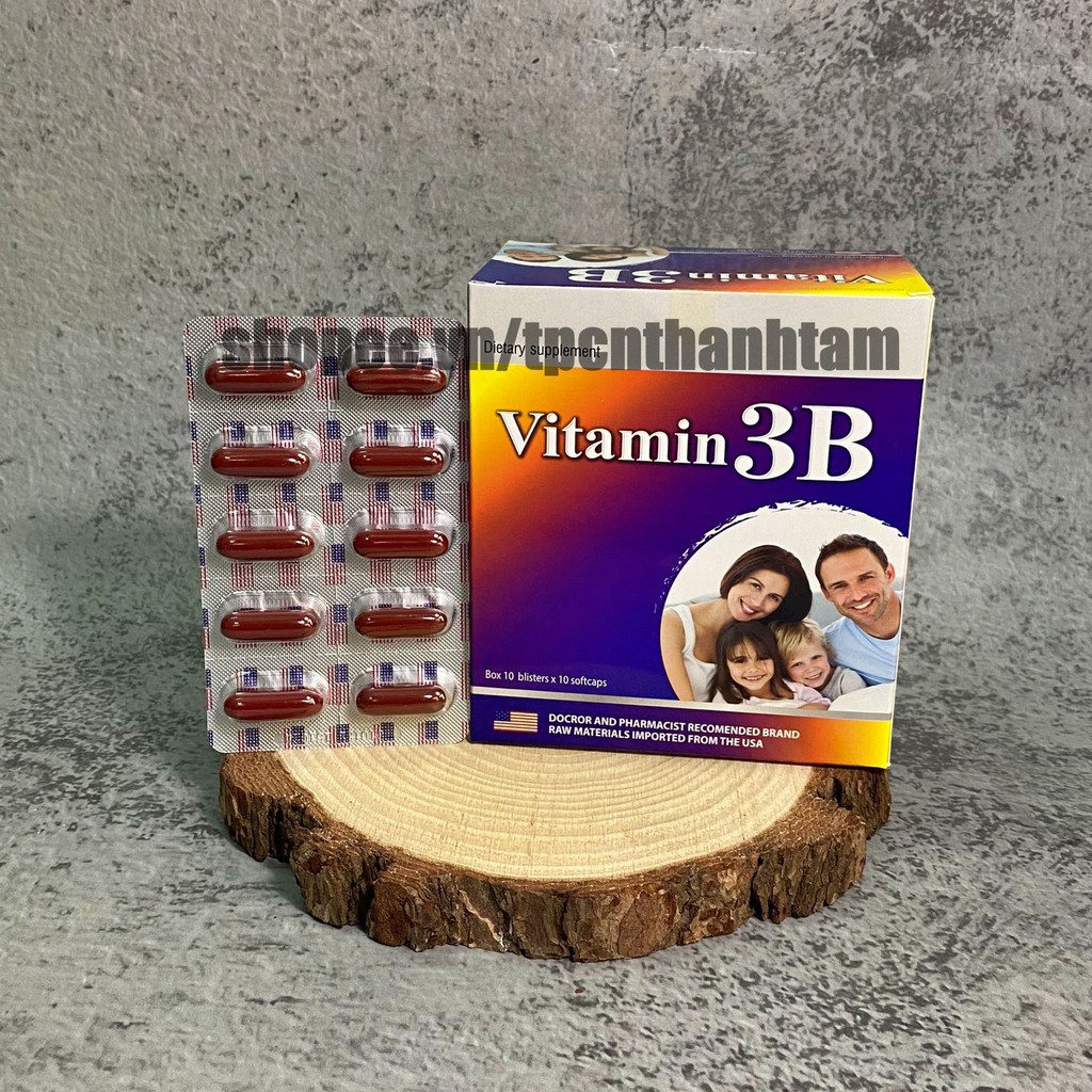 VITAMIN 3B  bổ sung vitamin nhóm B, hỗ trợ tăng sức đề kháng, sức khỏe, giảm suy nhược cơ thể - Hộp 100 viên