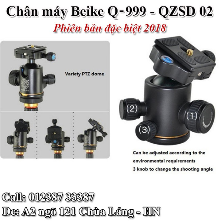 Chân máy ảnh Tripod Beike Q999 new 2018