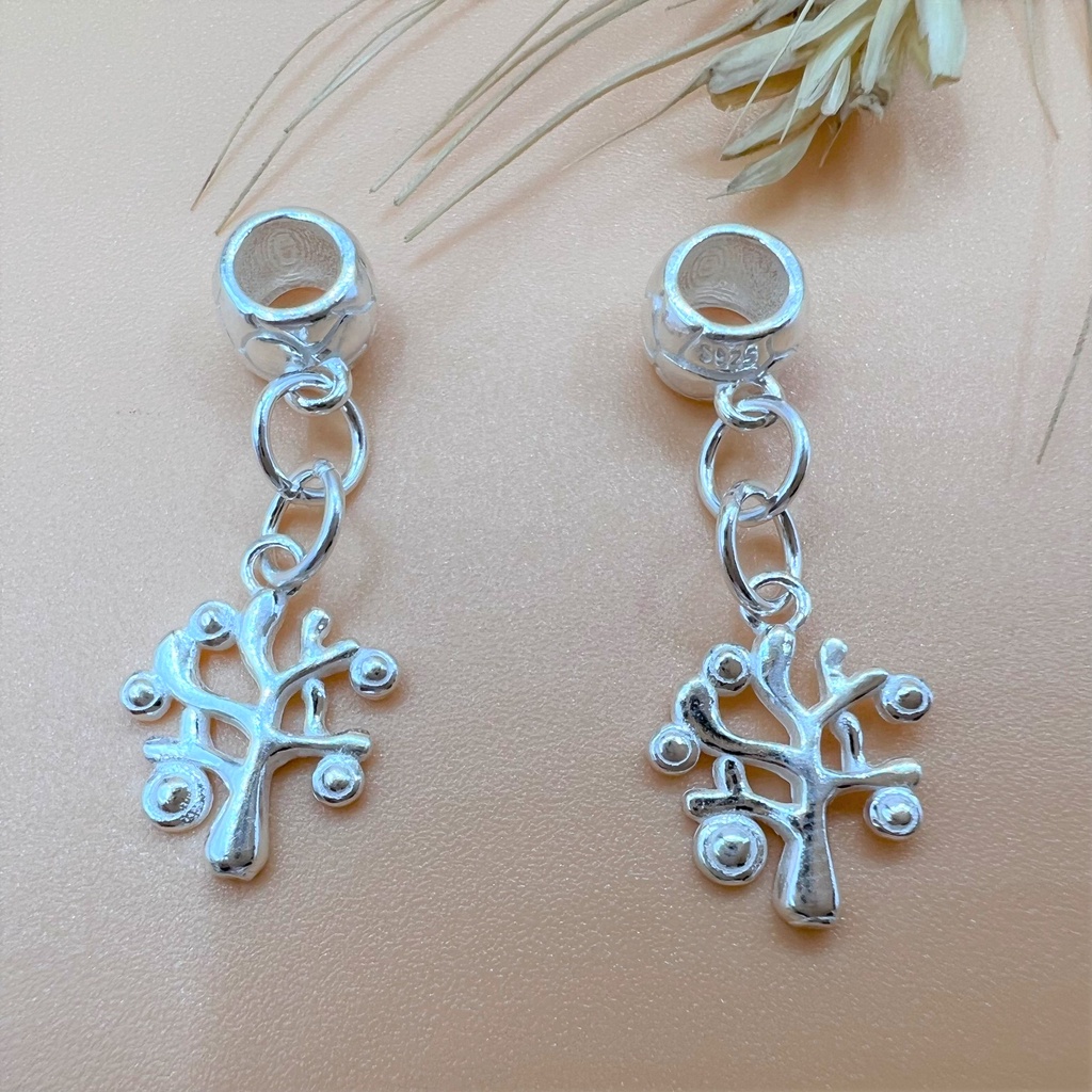 Charm bạc móc treo cây gia đình kèm ống lớn - Charm bạc 925 - Mã CA480 CB800