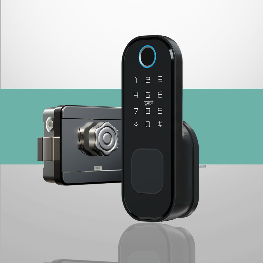 Khoá cổng thông minh AZ Smart R5-2 mở khoá vân tay, thẻ từ, mã số, và từ xa qua ứng dụng Tuya Smart, chính hãng BH 12T