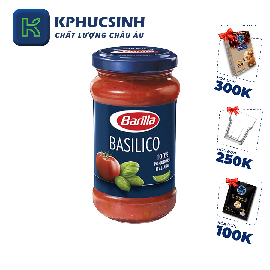 Sốt Barilla Basilico 400g KPHUCSINH - Hàng Chính Hãng