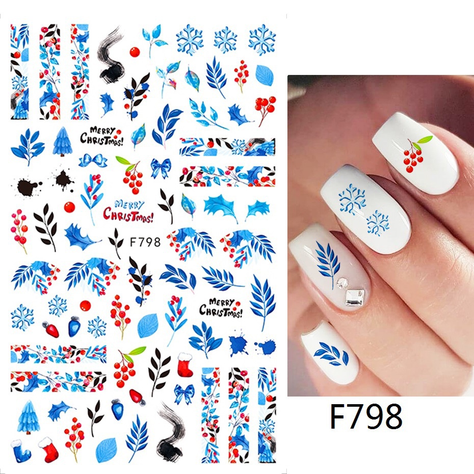 Nhãn Dán Trang Trí Móng Tay 3D Họa Tiết Giáng Sinh Hoạt Hình