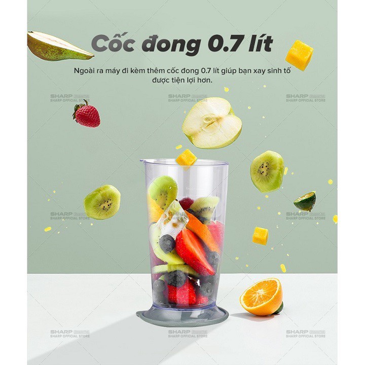 Máy Xay Sinh Tố Cầm Tay Sharp EM-H076SV-WH 0.7L, hàng chính hãng, bảo hành 12 tháng