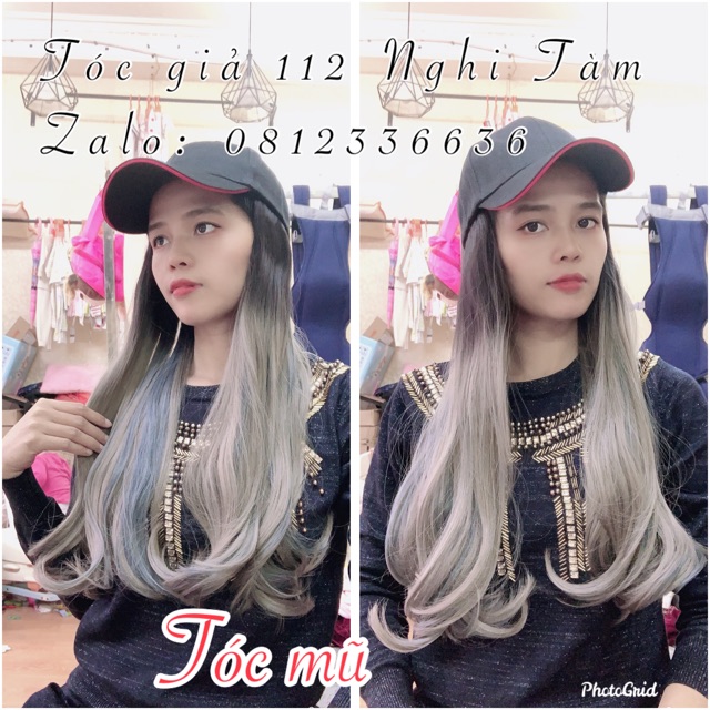 Tóc kèm mũ len , mũ lưỡi chai