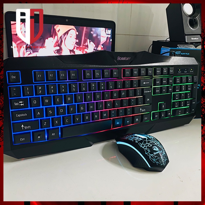 Bộ Bàn Phím Chuột Chuyên Game Boston 837 LED RGB - Chính Hãng -Bảo hành 12 Tháng 1 Đổi 1