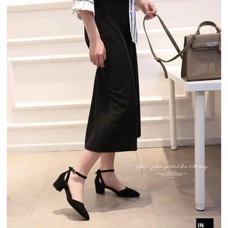 Sandal da lộn chất mềm mịn mũi kín đế 5p