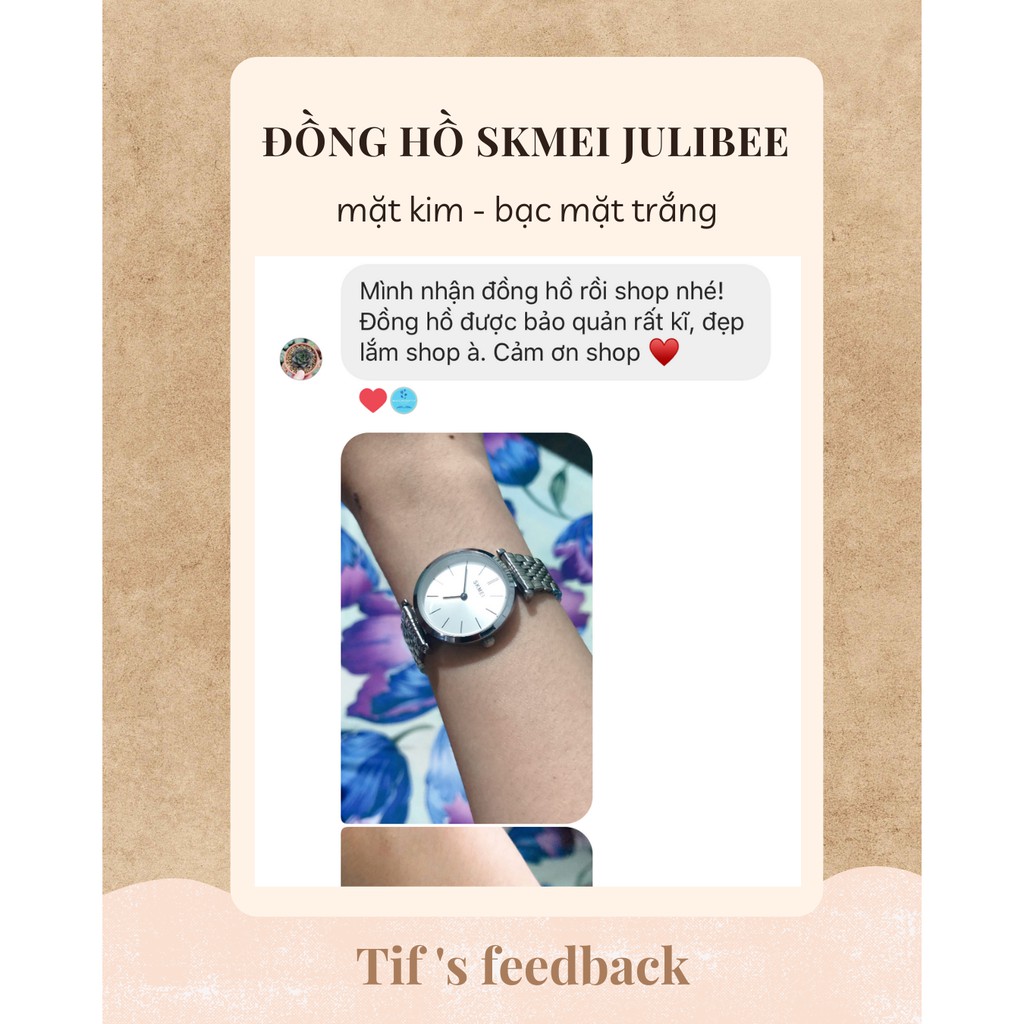 Đồng hồ nữ mặt nhỏ SKMEI JULIBEE bạc đồng hồ chính hãng phong cách Hàn Quốc sang trọng Watchesbytif size 26mm | BigBuy360 - bigbuy360.vn