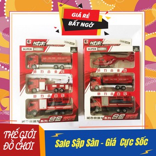 Đồ chơi mô hình - bộ 3 xe sắt cứu hỏa loại đẹp