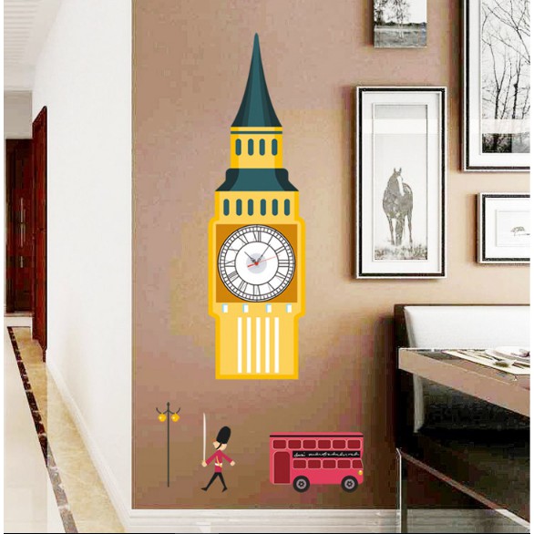 Decal Trang Trí Tường Kèm Đồng Hồ Dán Tường- Nhà Thờ FLORIDA ( Cao Cấp )