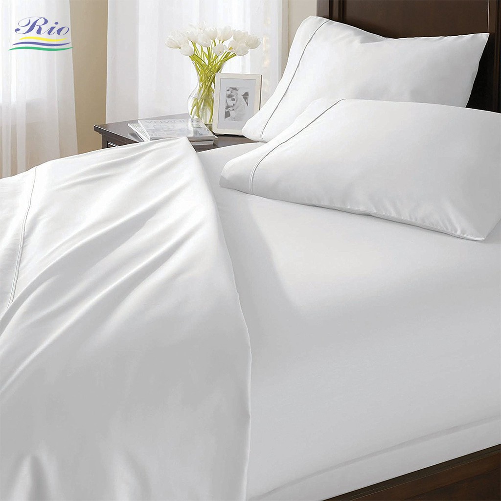 Vỏ Chăn Cotton Khách Sạn Trắng Trơn RIOTEX - Kích Thước 1m8x2m/ 2mx2m2 Mềm Mại Không Xù