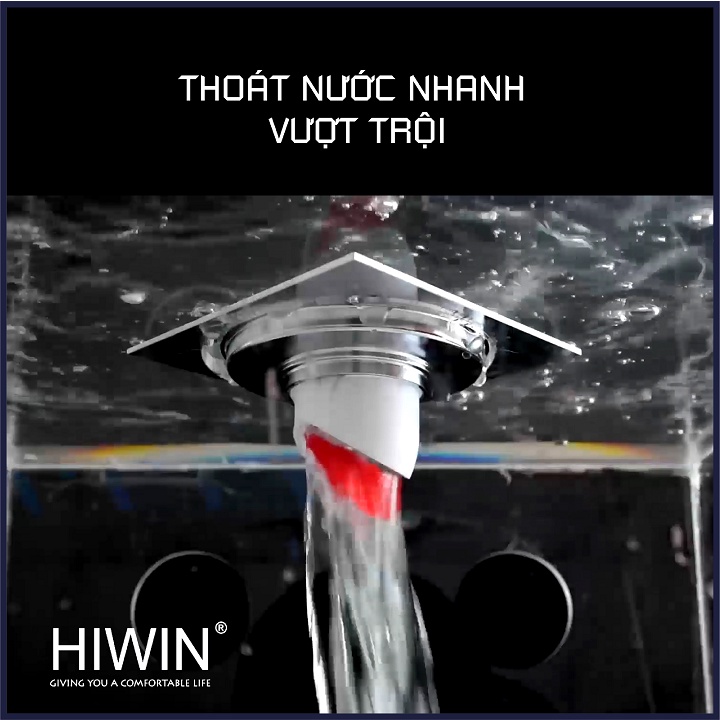 Phễu thoát sàn máy giặt ngăn mùi hôi thoát nước nhanh đồng mạ crom kích thước 100x100mm HIWIN FD-1101WH