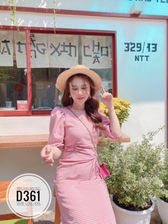 Bigsize Đầm caro dây rút D361