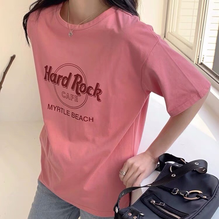 Áo thun form rộng in chữ Hard Rock, Xonxen shop chất cotton thoáng mát, mã 802383