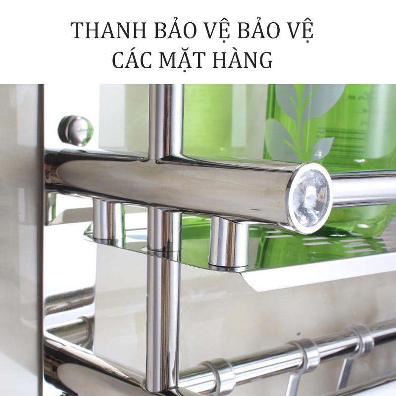 [HCM]Giá treo khăn không lỗ giá treo khăn tắm dày hai lớp inox kệ phòng tắm Kích thước: Hai lớp 50CM (đục lỗ miễn phí)