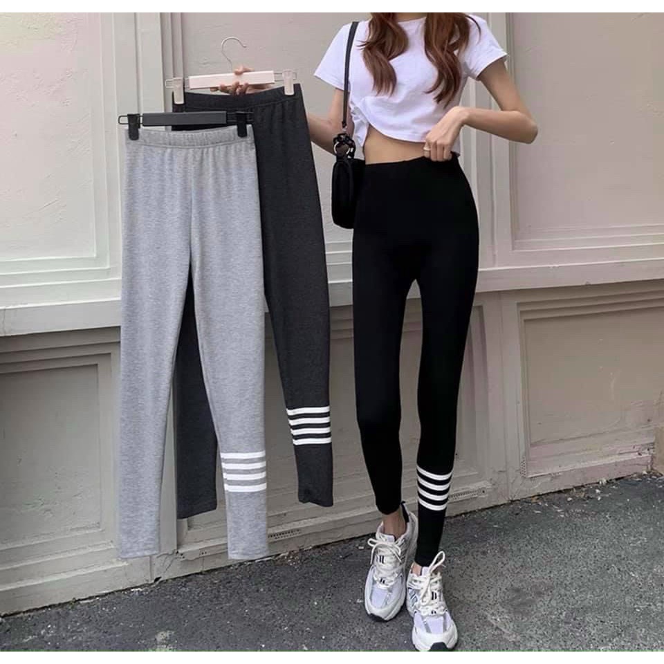 Quần Legging Nữ - Quần legging thiết kế len 3 sọc hot hit 2021 MÃ QA17