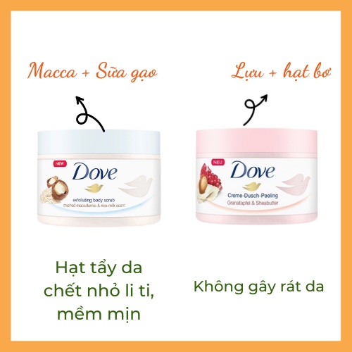 Tẩy da chết Dove Đức dưỡng da mịn màng, tươi sáng 225ml - Shop Melyca