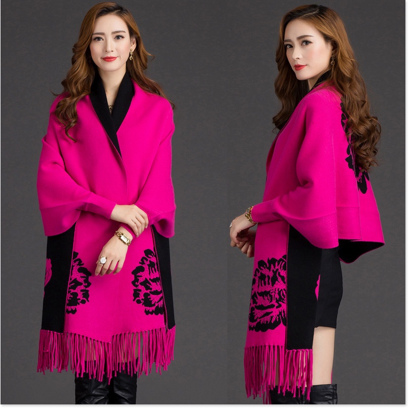 Áo len nữ đẹp, Áo khoác len nữ dáng khăn cao cấp, Khăn len nữ chất len dày mềm mịn 13