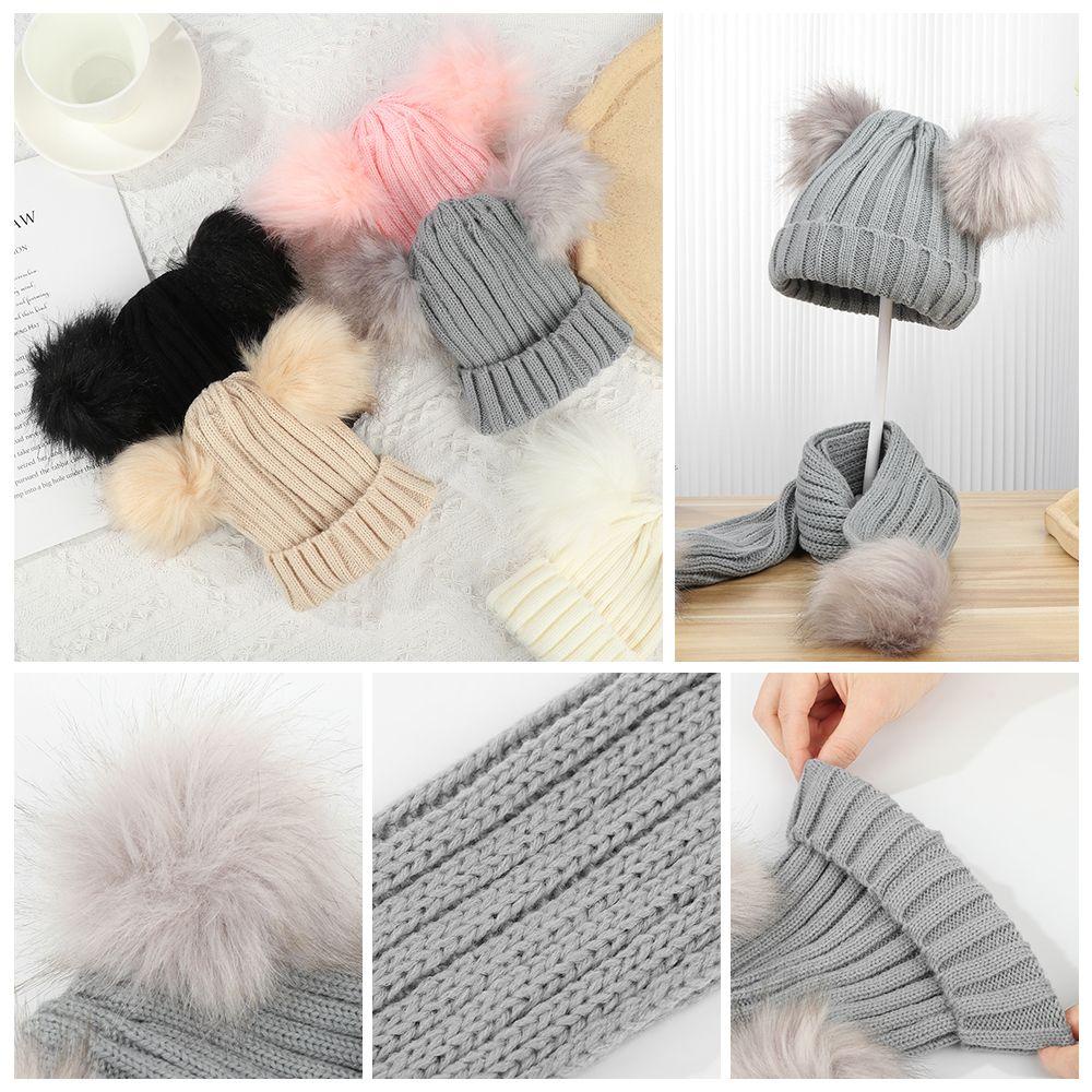 NIUYOU Set 2 Mũ beanie Trùm Đầu Đính Quả Bông Cho Bé