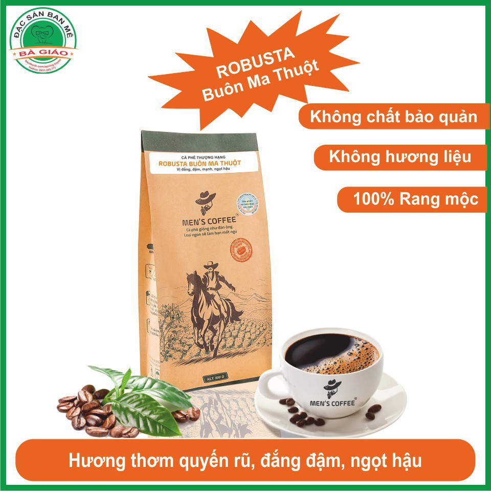 [SALE GIÁ GÔC] Cà Phê HẠT Men's Coffee - Dòng ROBUSTA Đặc Sản Buôn Ma Thuột gói 500gr