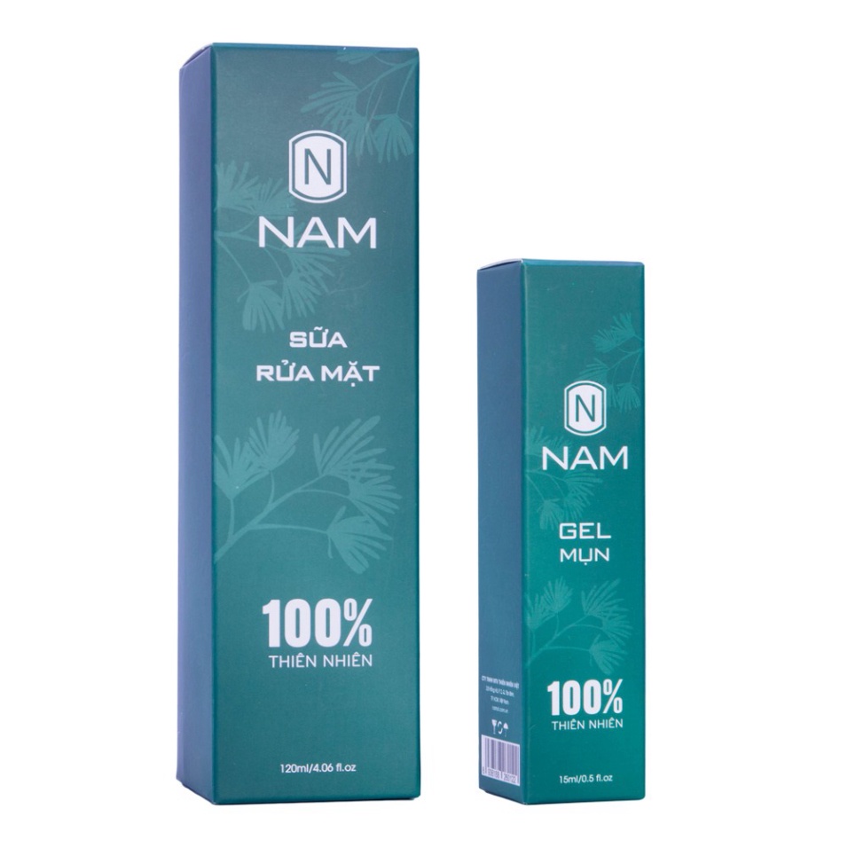 Combo Sạch Mụn Hết Thâm NAM Gồm Sữa Rửa Mặt 120ml Và Gel Mụn 15ml - Chính Hãng