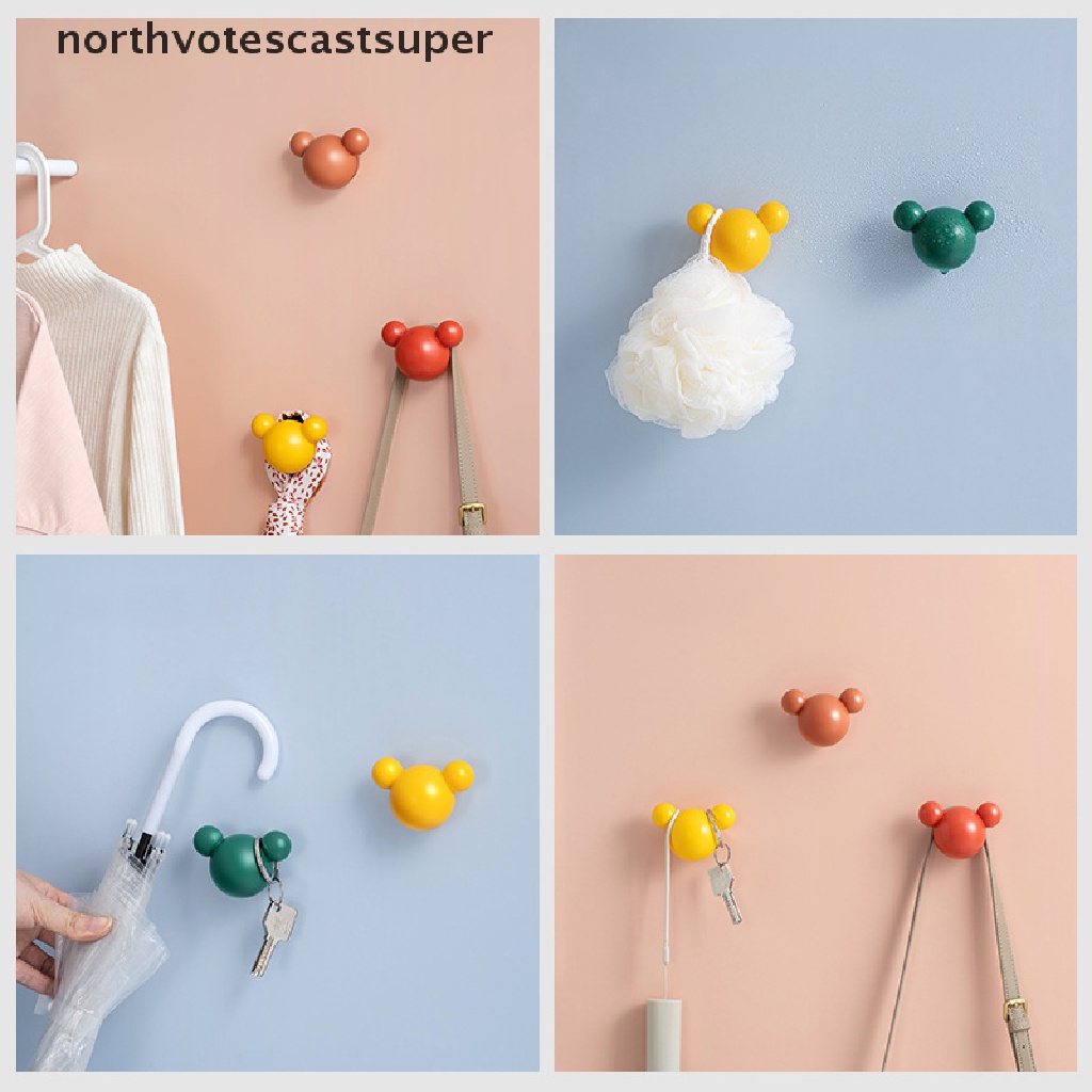 Set 4 móc treo đồ dán tường hình chú gấu dễ thương