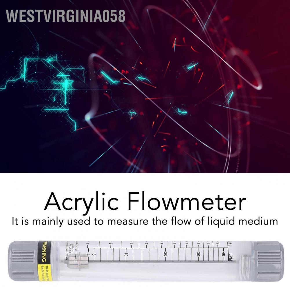 Westvirginia058 Ống đo lưu lượng chất lỏng Loại 1‑10GPM Thang chính xác Đồng hồ nước acrylic trong suốt G1 Chủ đề nữ