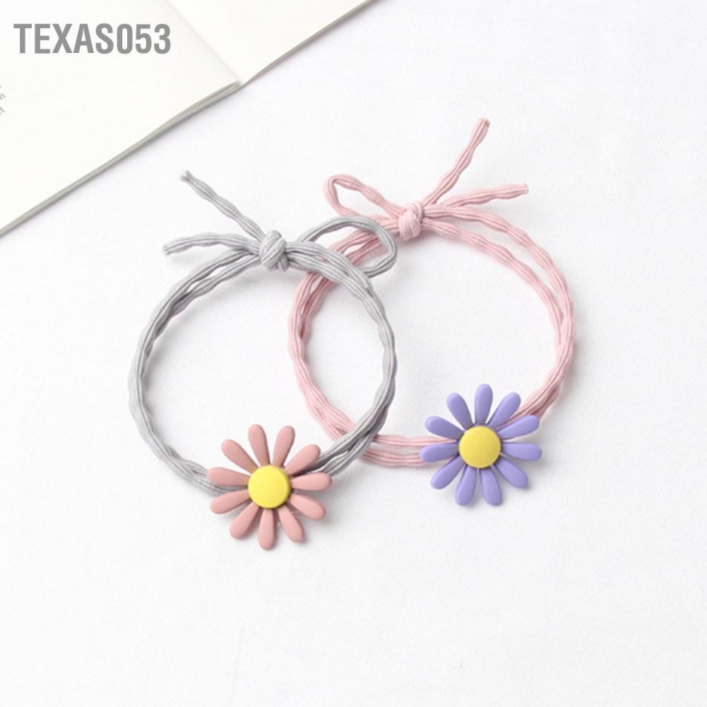 Dây buộc tóc đàn hồi đính hoa cúc nhỏ màu sắc kẹo ngọt xinh xắn thời trang dành cho nữ