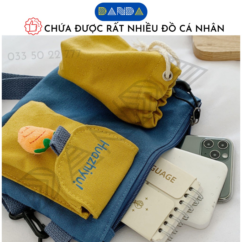 [ FREESHIP + ẢNH THẬT ] Túi đeo chéo nữ canvas mini dễ thương nhiều ngăn phong cách hàn quốc - DANDA STORE