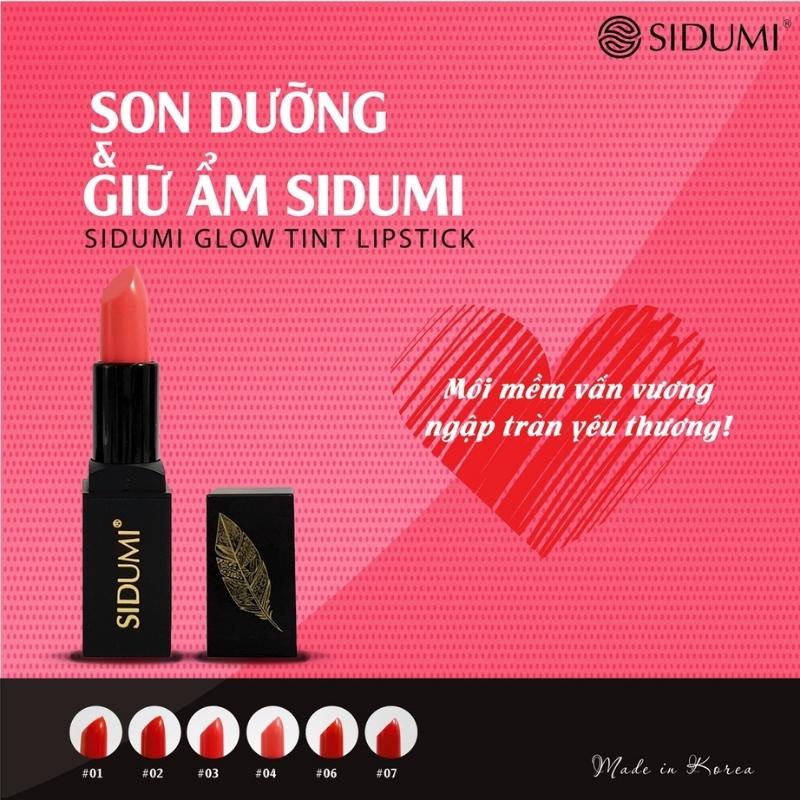 Son Dưỡng Môi Có Màu Chính Hãng Hàn Quốc Lâu Trôi Dưỡng Ẩm Hồng Môi Sidumi Glow Tint Lipstick 4G SDM 612