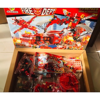 Bộ đồ chơi Lego cao cấp FIREDEPT robot, máy bay, xe cứu hỏa cỡ lớn 631pcs chi tiết