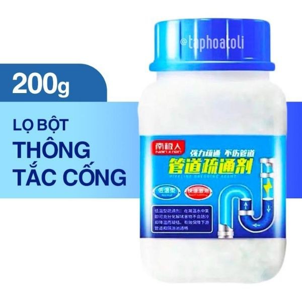 Bột thông cống hiệu quả nhất hiện nay, giải quyết mọi vấn đề gây tắc nghẽn cống, bột thông cống Hàn Quốc hộp 200g - BTC