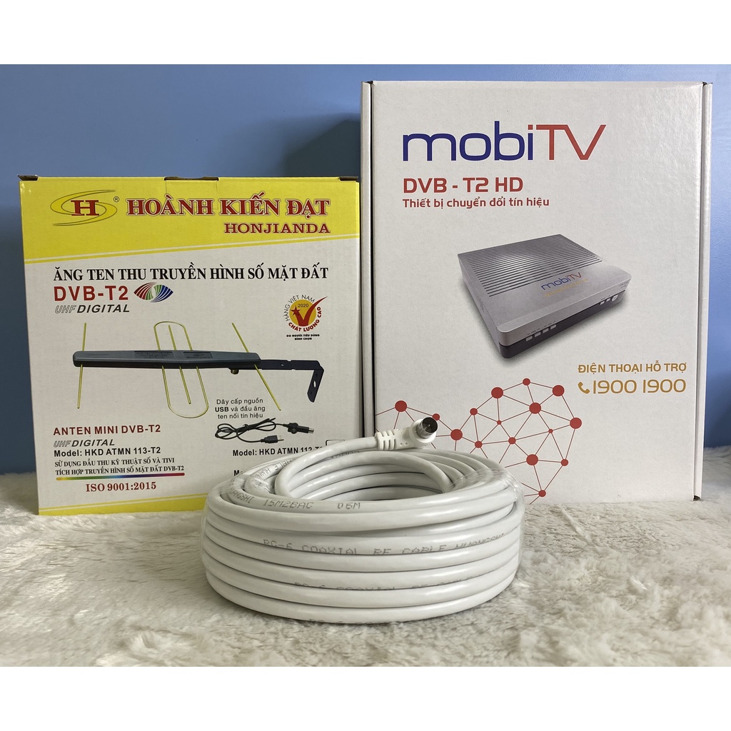 Bộ đầu thu DVB T2 mobiTV + anten ngoài trời +15m dây cáp - Xem kênh truyền hình với 99 kênh truyền hình