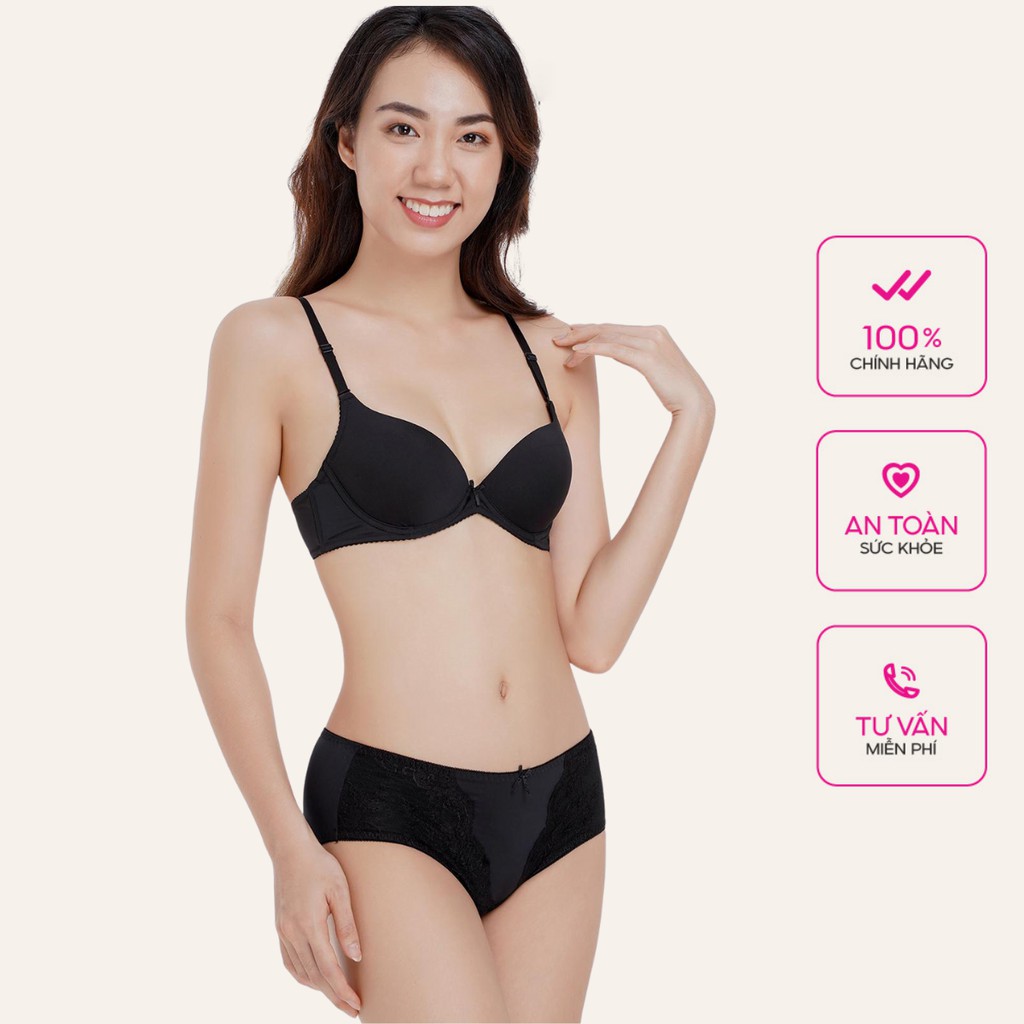 Quần lót Misaki trơn phối ren dáng cơ bản-6229