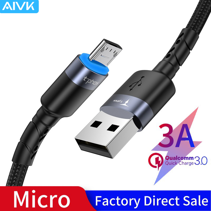 Dây cáp sạc dữ liệu micro USB nhanh 3A cho Xiaomi/Huawei/Samsung 1.2m