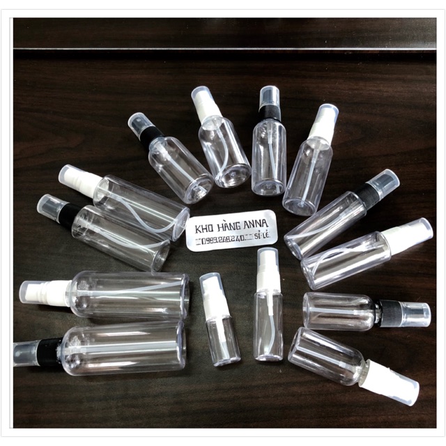 CHAI XỊT PHUN SƯƠNG- BÌNH XỊT NƯỚC 10ml / 20ml / 30ml / 50ml / 70ml / 100ml - Bình Chai pet nhựa trong suốt xịt sương