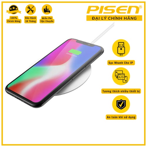 Sạc không dây 15W PISEN Quick Ultra thin FAST Wireless - Đế sạc-TP-C03YXD