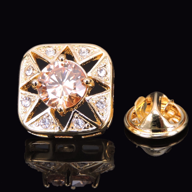 Trâm Cài Áo Hình Lá Phong Tráng Men Đính Đá Zircon Thời Trang Cho Nam Và Nữ