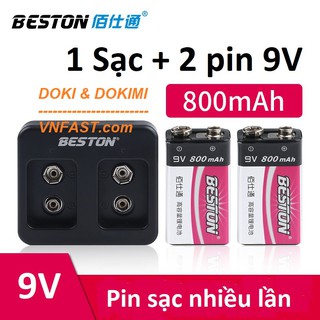 Bộ 2 Viên Pin sạc 9V Beston + sạc hãng BESTON - Bảo hành 12 tháng