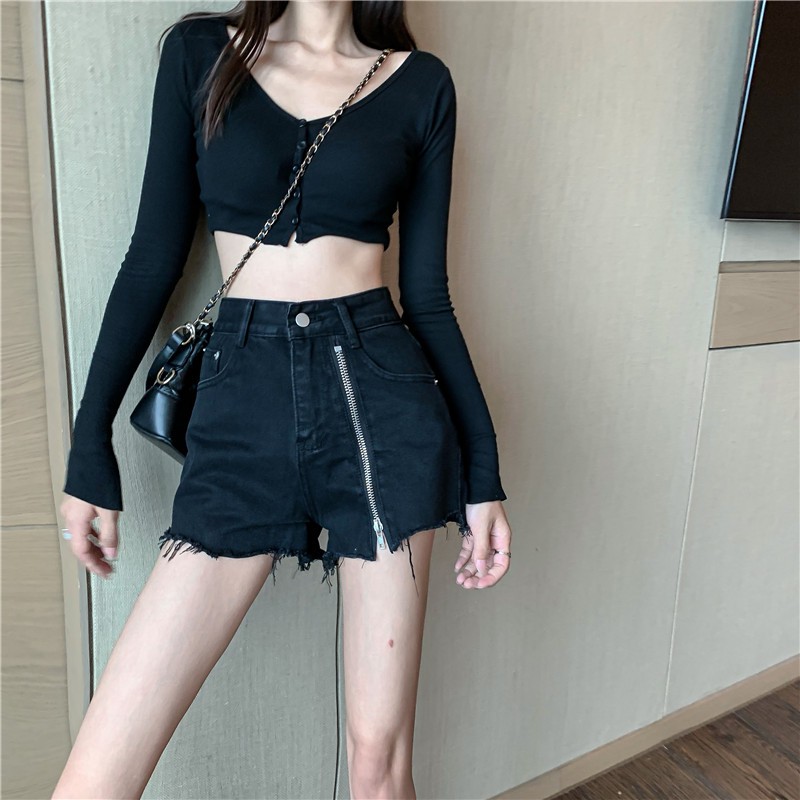 QUẦN SHORT JEANS NGẮN KHÓA KÉO NỮ DẠO PHỐ ULZZANG