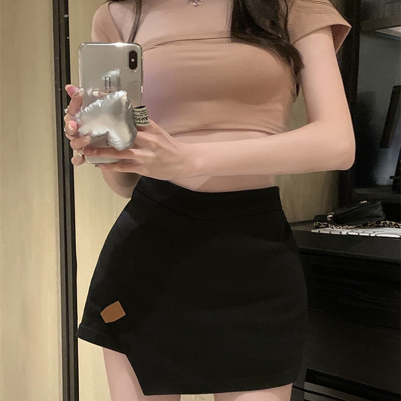 Váy Ngắn Lưng Cao Cổ Chữ V Thời Trang Mùa Hè Cho Nữ