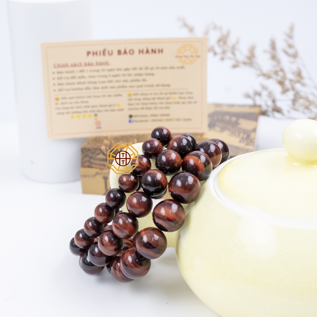 Vòng tay phong thủy Mắt hổ nâu đỏ VIP tài lộc may mắn 8 - 10 - 12 li - Phong Thủy Tây Tạng