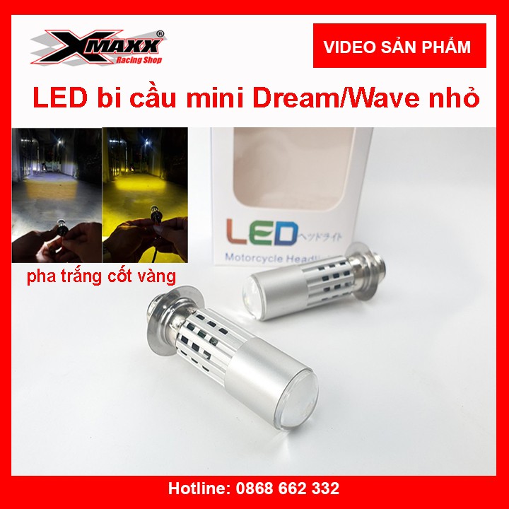 Bóng pha LED bi cầu mini Dream WaveZX/ Alpha chân M5 - Pha trắng cốt vàng