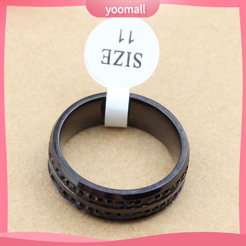 Yomall♡ Nhẫn Unisex ĐíNh Đá BằNg ThéP Không Gỉ MàU Đen