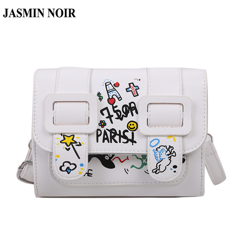 Túi Đeo Chéo JASMIN NOIR 2020 Cho Nữ Dáng Nhỏ Họa Tiết Graffiti Cá Tính Phong Cách Hàn Quốc