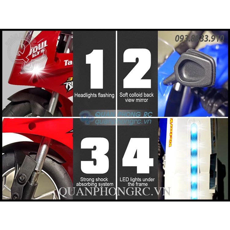 Xe Mô Tô Điều Khiển Tự Cân Bằng 1/16 STUNT MOTORCYCLE 2.4GHz Self-Balancing Motorcycle