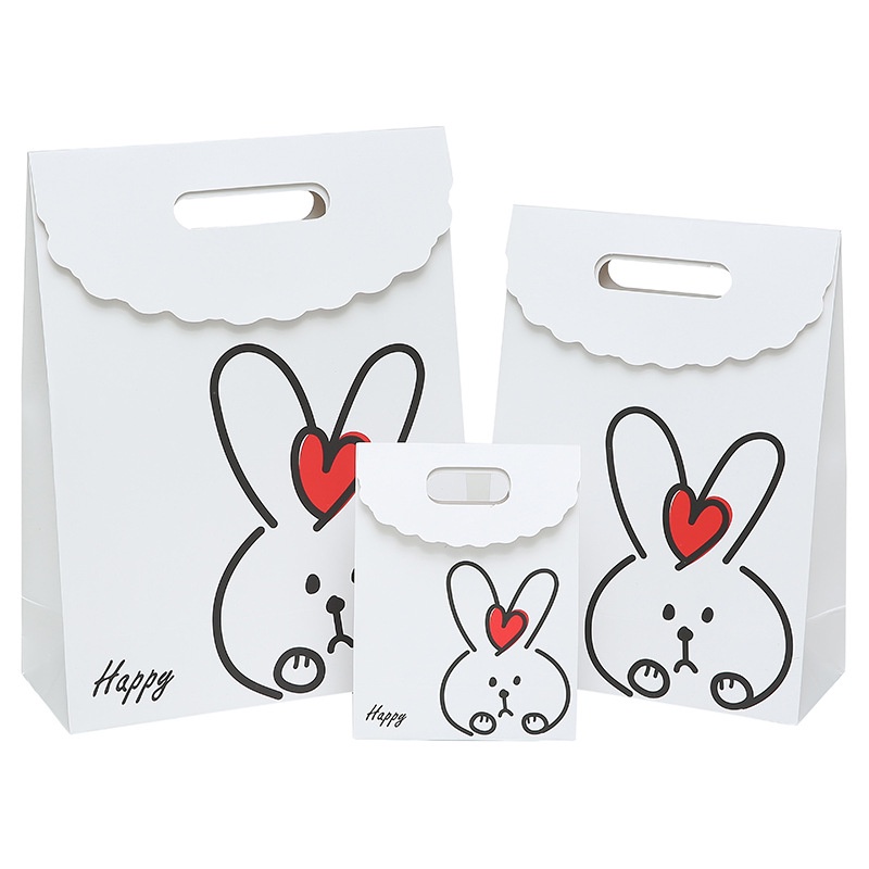 Túi giấy đựng quà tặng, mỹ phẩm hình thỏ đáng yêu có nắp nhiều kích thước