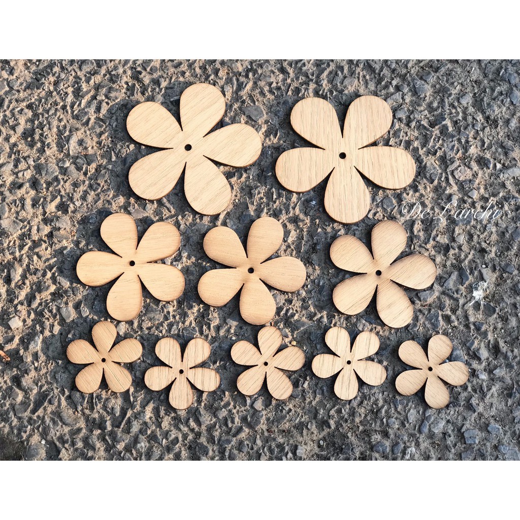 Bông Hoa gỗ decor trang trí, làm đồ handmade, bé tô màu