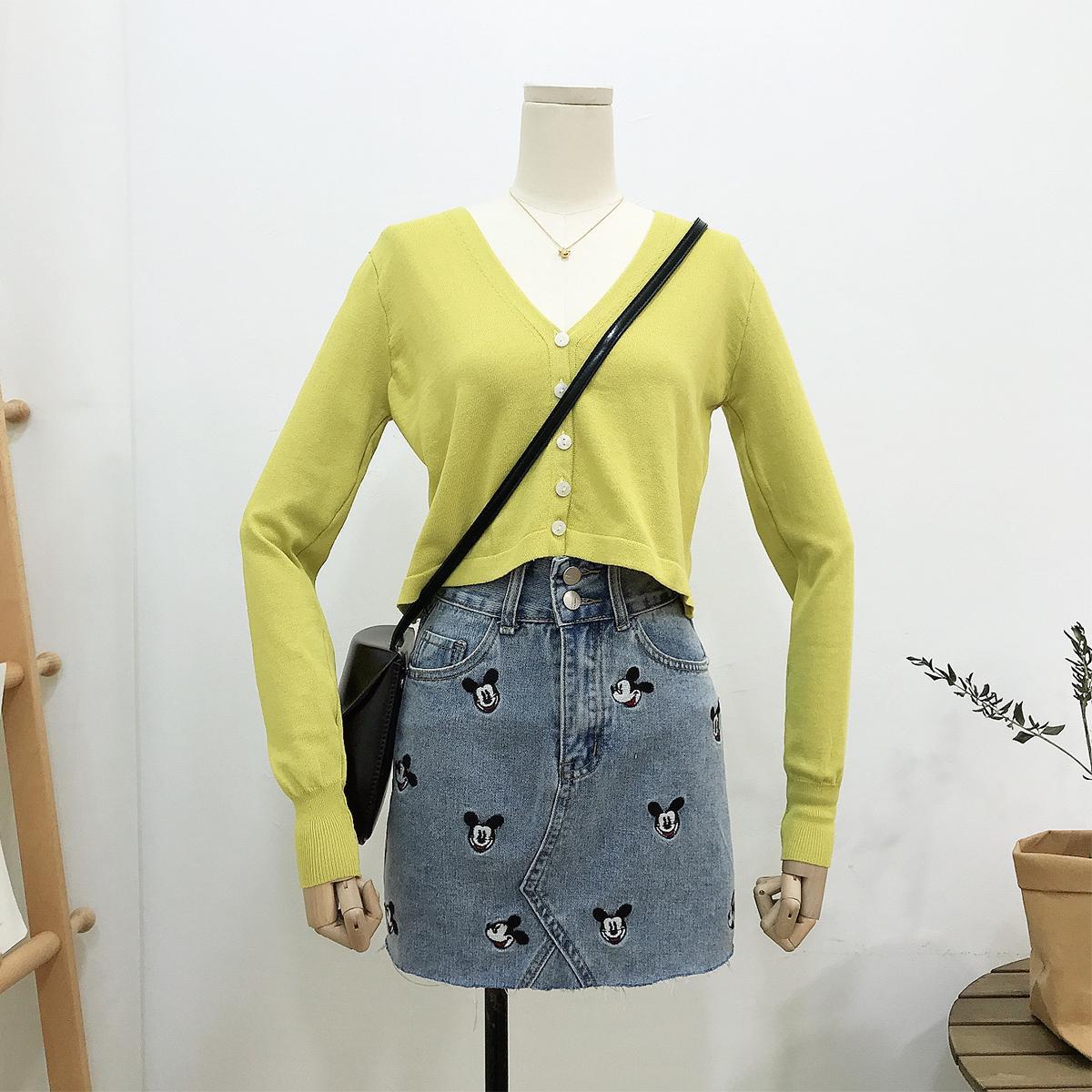 Chân Váy Denim Thêu Họa Tiết Chuột Mickey Xinh Xắn Dành Cho Nữ | BigBuy360 - bigbuy360.vn