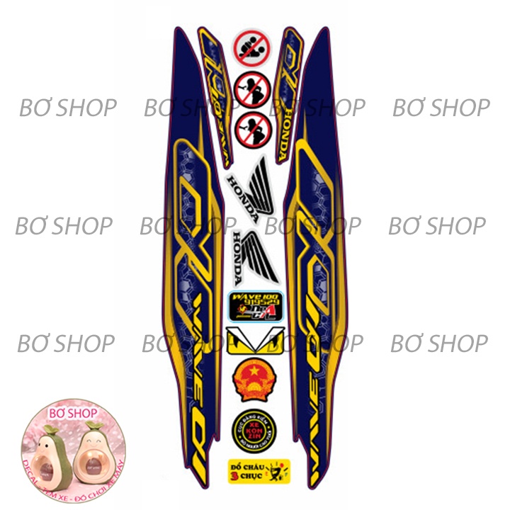 Tem rời WAVE ALPHA 100cc & 50cc   BƠ SHOP - Tem 3 lớp chống phai màu