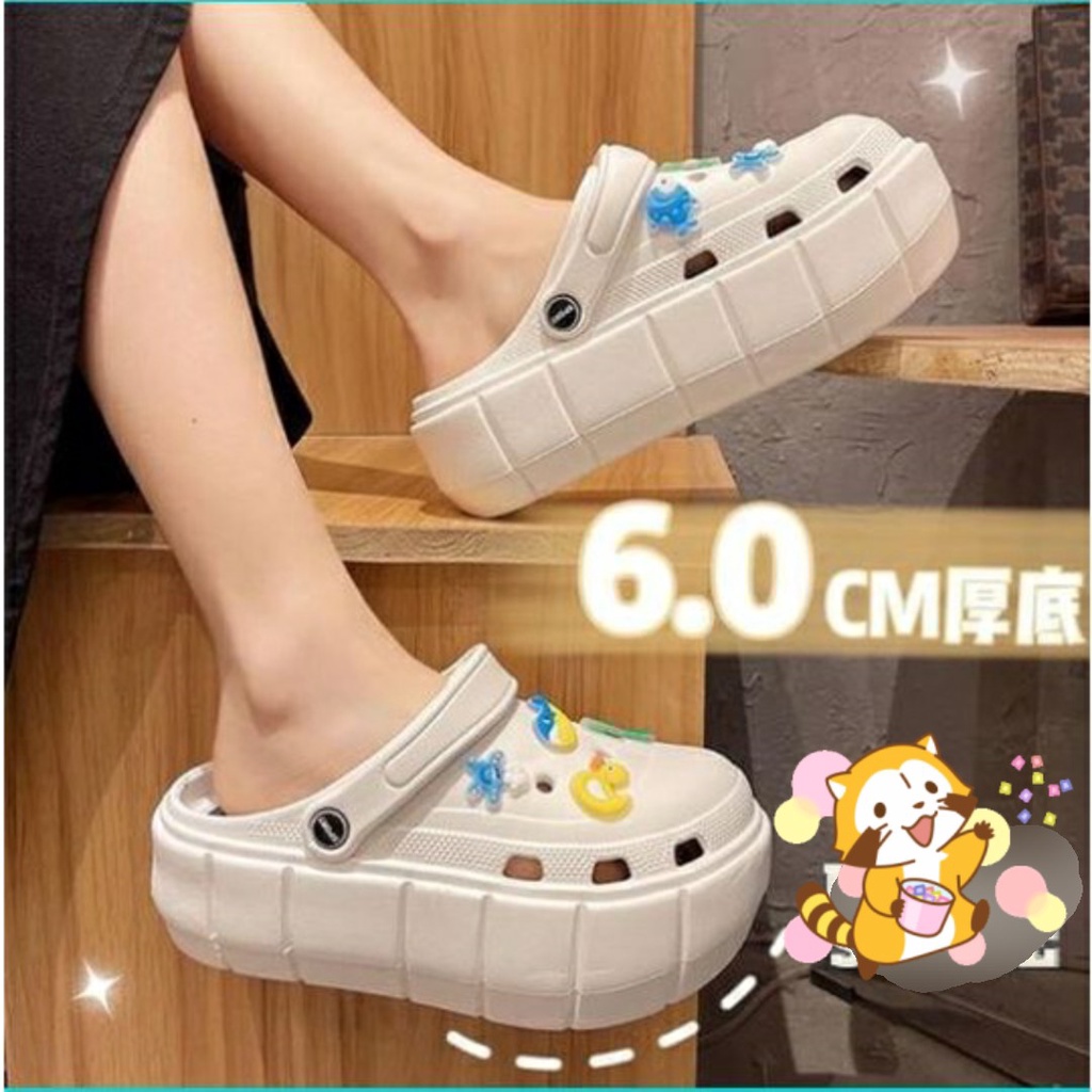 THANH LÝ_Dép Bánh Mỳ Crock nữ đế 6cm siêu nhẹ không stick